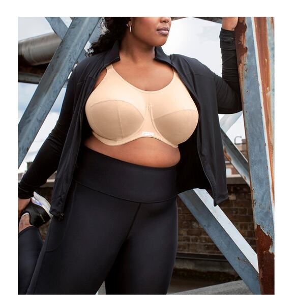 NWT Elomi Energise J-Hook Sports Bra Nude Size 32J - Picture 1 of 7